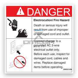 GMG 268503-EN GMG Decal electrocution/fire hazard EN