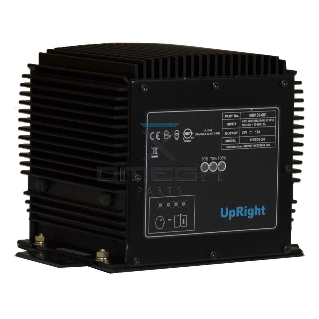 UpRight / Snorkel 069199-001 Battery charger 24V 18Amp
Auto select voltage input 100-240Vac 50-60Hz