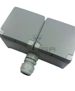 OMEGA 127130 wall socket double / 220Vac Euro type CEE 7/4 / bottom outlet long side