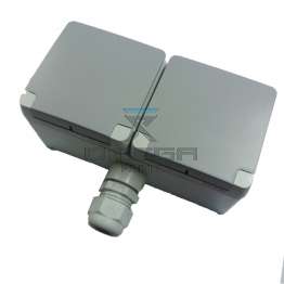 OMEGA 127130 wall socket double / 220Vac Euro type CEE 7/4 / bottom outlet long side