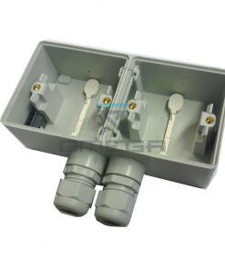 OMEGA 127132 wall socket double / 220Vac Euro type CEE 7/4 / bottom outlet short side