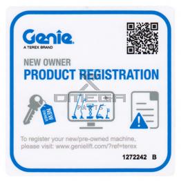 Genie Industries 1272242 Decal - machine registration