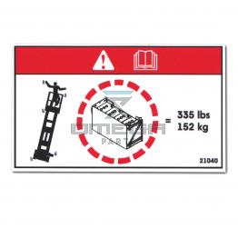 GMG 21040 Decal - warning - batteries weight