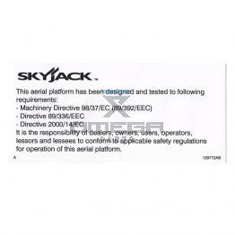 Skyjack 129772 Decal Directive Eec