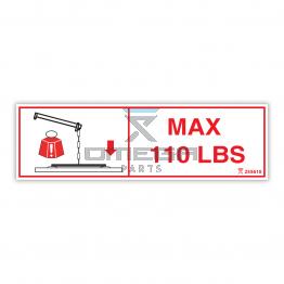 OMEGA 255610 Decal - max load 110 LBS - Glass crane