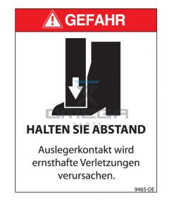 MEC Aerial Work Platforms 9465-DE Decal - warning - outriggers -DE