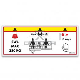 OMEGA 320128 Decal - SWL 280 kg - 2 pers - 400N -  0 m/s