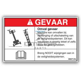 GMG 268473-NL Decal tip-over hazard NL
