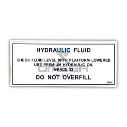 UpRight / Snorkel 12814 Decal hydraulic fluid