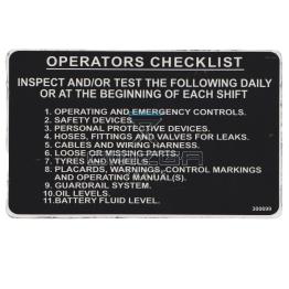 UpRight / Snorkel 300699-EN Decal operators checklist
