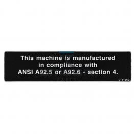 UpRight / Snorkel 0181562 Decal mach complies with ansi-