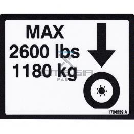 JLG 1704559 Decal max wheel load