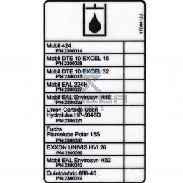 JLG 1704412 Decal oil chart