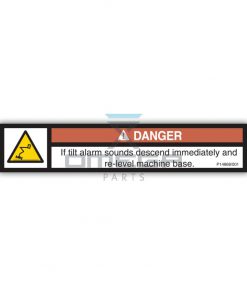 NiftyLift P14868 Decal - if tilt alarm sounds....