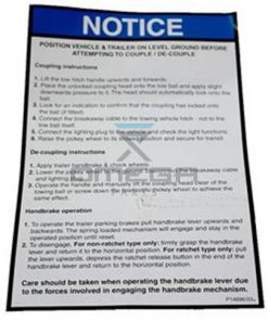 NiftyLift P14896 label - coupling intrs ball - UK