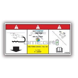 OMEGA 476040 Decal - instructions CEE form plug 230VAC