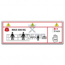 OMEGA 598186 Decal - SWL 500 kg - 2 pers - indoor only