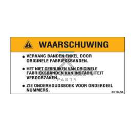 MEC Aerial Work Platforms 8519-NL Decal - warning - replacement tires - NL