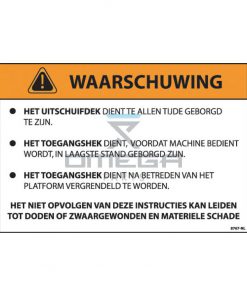 MEC Aerial Work Platforms 90730 Decal - warning - before use - NL