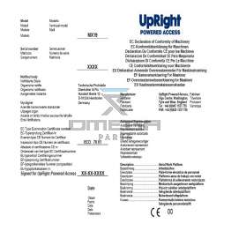 UpRight / Snorkel 060572-210 CE certificate MX19 serie