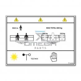 OMEGA 822800 Decal SWL 800 kg - 2pers